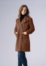Load image into Gallery viewer, cashmere brown double breasted-coat
