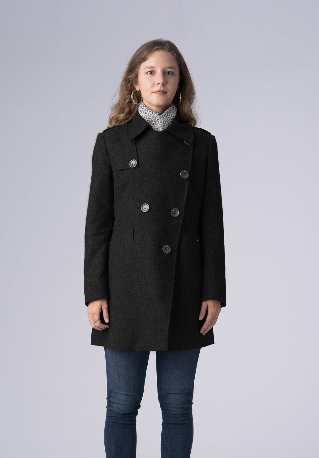 double breasted short woolen- 
coat