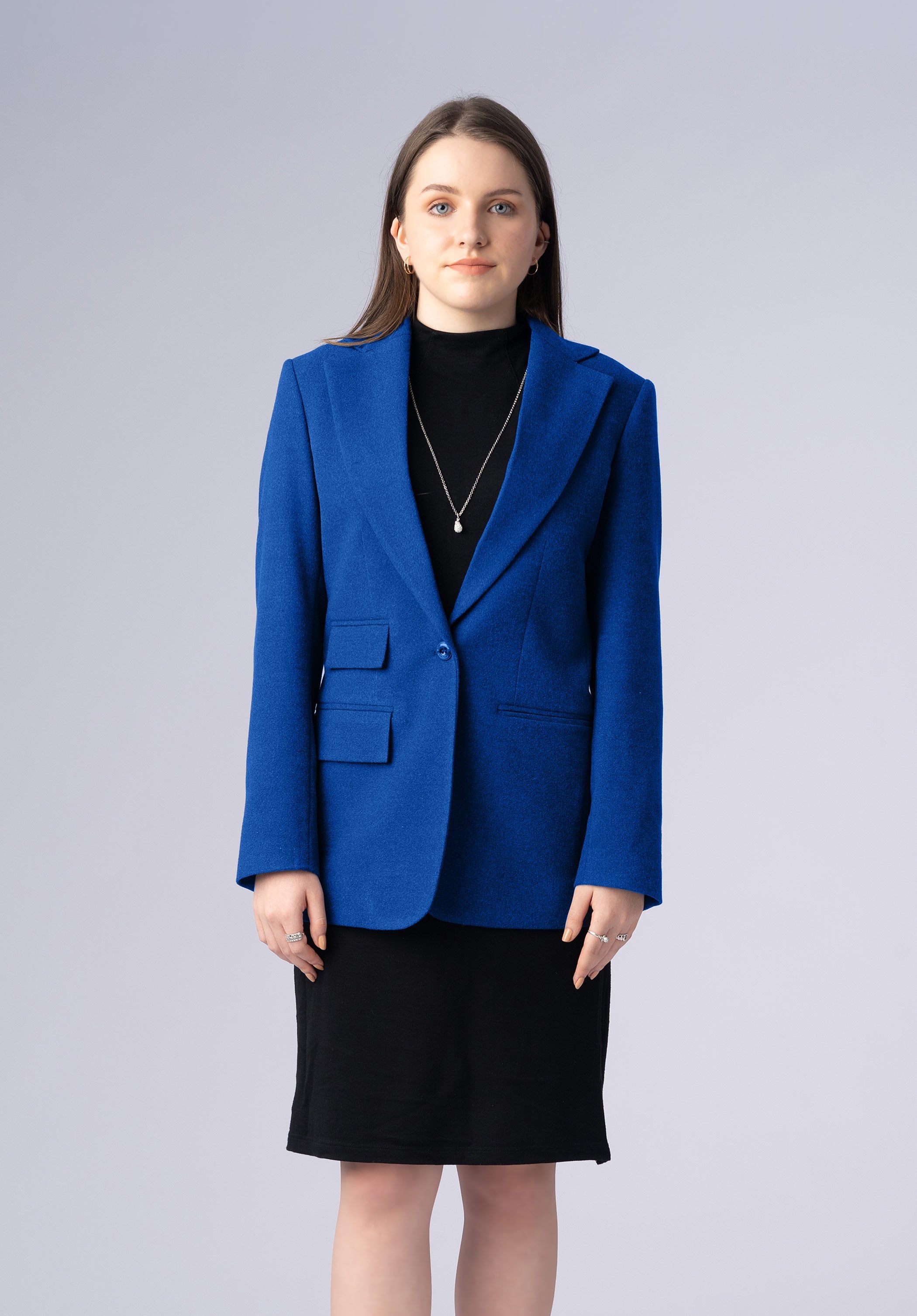 blue wool single breasted-blazer